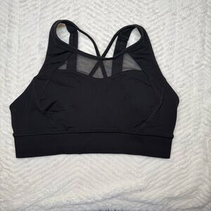 Lululemon High Support Sports Bra Black Mesh Panel Back Hook Closure